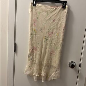 Silk Floral Cream Skirt- small